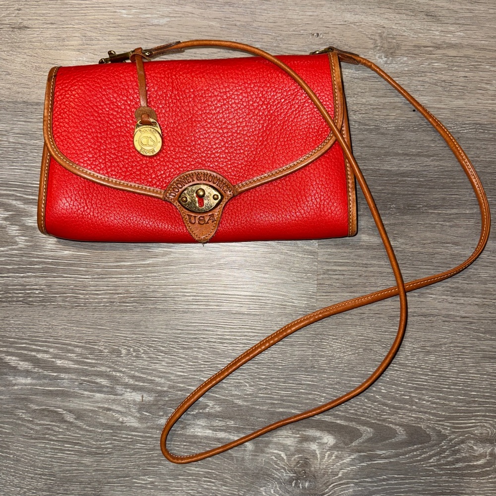Dooney & Bourke Vintage Red All Weather Leather Crossbody Bag USA Made Pebbled